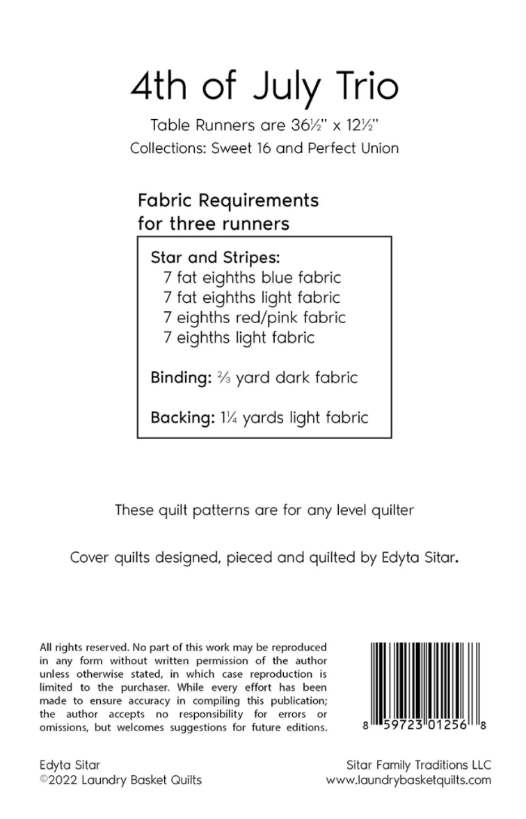 4th of July Trio Table Runner Pattern