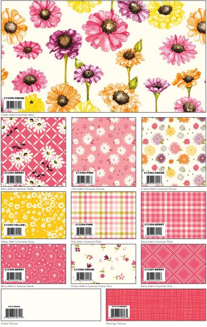 This Fat Quarter precut bundle includes 28 pieces from the Adel in Summer collection by Sandy Gervais for Riley Blake Designs. C610 Texture basics are not included in the bundle. 100% cotton Width: 18" x 22" Expected in May 2023.