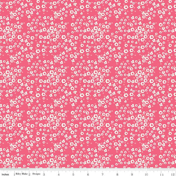 Adel in Summer by Sandy Gervais for Riley Blake Designs is great for quilting, apparel and home decor. This print features scattered daisies and dots. Sold by the 1/2 yard. Fabric will be cut in one continuous piece unless the customer notes otherwise. 100% cotton Width: 43"/44"