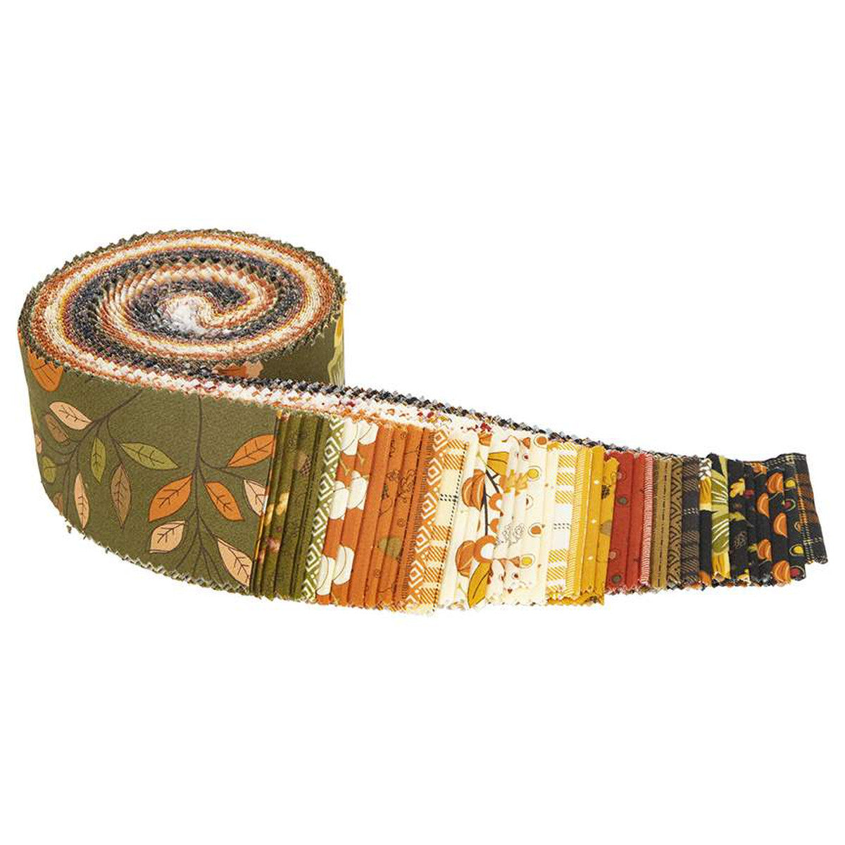 This 2 1/2" Rolie Polie precut bundle includes 40 pieces from the Awesome Autumn collection by Sandy Gervais for Riley Blake Designs. Each print will be included 1-2 times in the bundle. CH12179-MULTI and C610 Texture basics are not included in the bundle. 100% cotton Width: 2 1/2" Strips