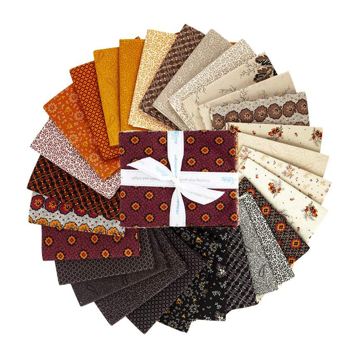 This Fat Quarter precut bundle includes 29 pieces from the Bountiful Autumn collection by Stacy West of Buttermilk Basin Design Co. for Riley Blake Designs. 100% cotton Width: 18" x 22"