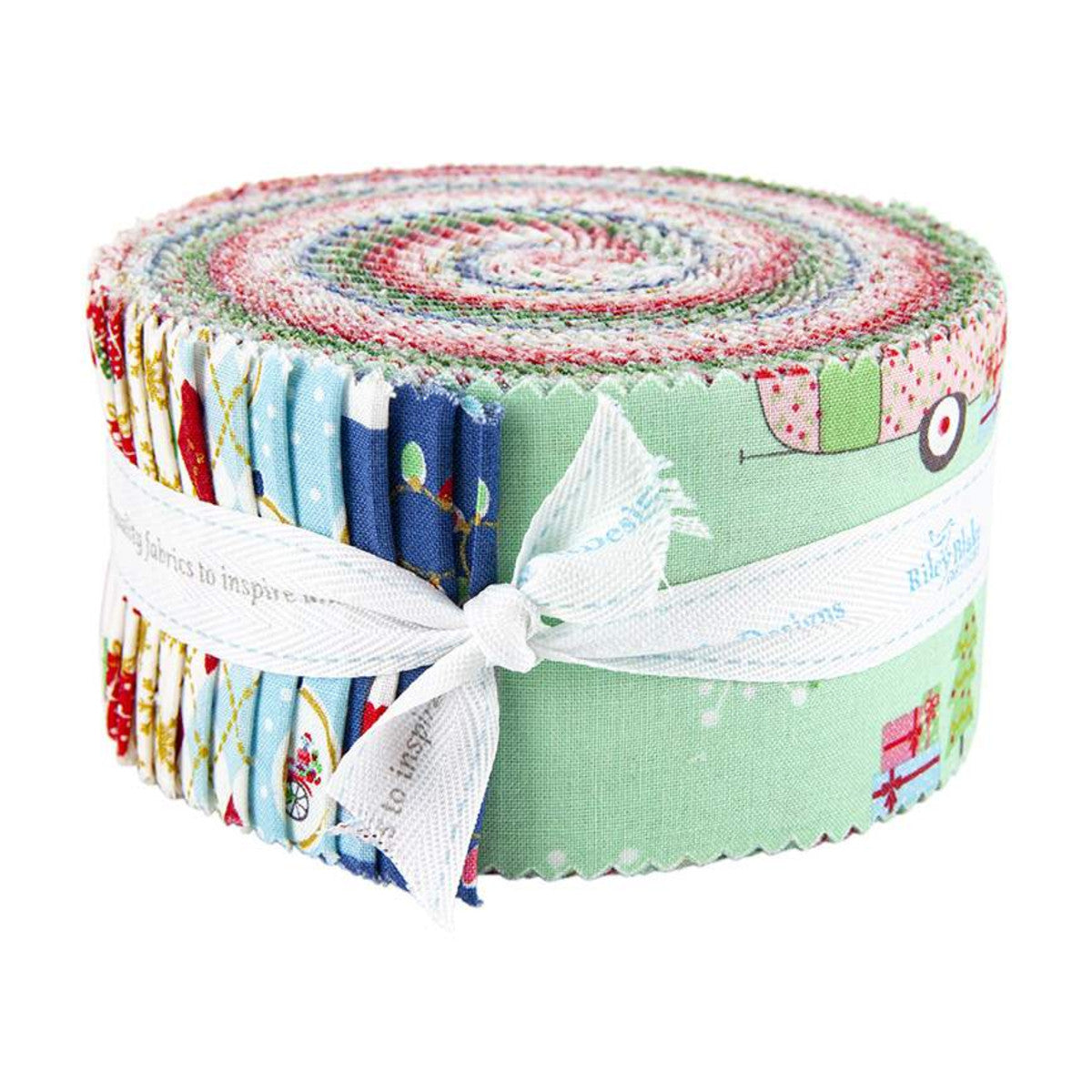 This 2 1/2" Rolie Polie precut bundle includes 40 pieces from the Christmas Adventure collection by Beverly McCullough of Flamingo Toes for Riley Blake Designs. Each print will be included 1-2 times in the bundle. 100% cotton Width: 2 1/2" Strips