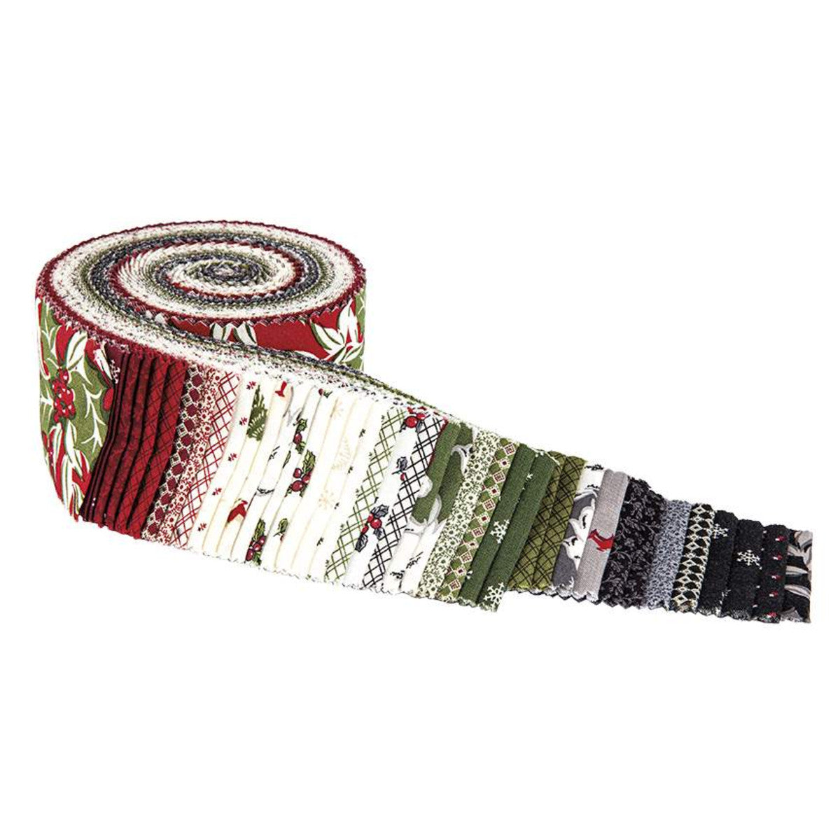 This 2 1/2" Rolie Polie precut bundle includes 40 pieces from the Christmas at Buttermilk Acres collection by Stacy West of Buttermilk Basin Design Co. for Riley Blake Designs. Each print will be included 1-2 times in the bundle. 100% cotton Width: 2 1/2" Strips