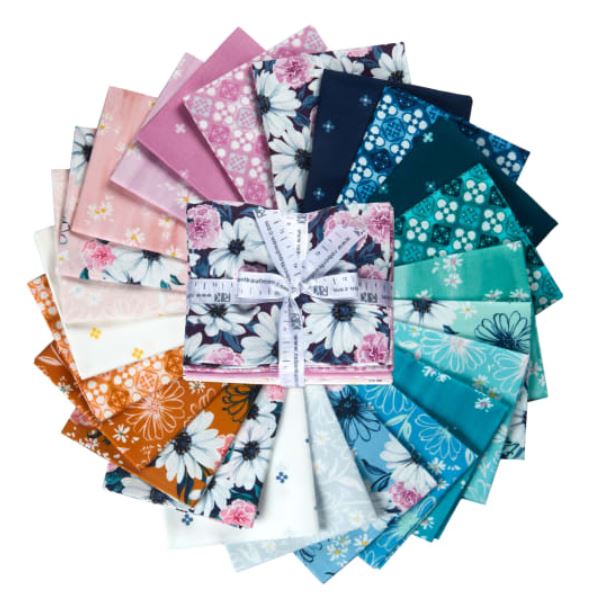 Designed by Wishwell for Robert Kaufman, this printed cotton fabric assortment contains 24 pcs and is from the Daisy Made collection. This lightweight fabric is easy to sew with, has a soft hand, and is very versatile! It is ideal for quilting but can also be used for crafts or miscellaneous sewing projects. 100% cotton Width:18" x 22"