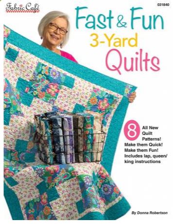This particular 3 yd. quilt book has 8 patterns: Brick Street, City Lights,Courtyard Quilts, Garden Path, Lickity Split, Park Place, Trellis Quilt, and Urban Chick. They require 3 one yard pieces of fabric. Pages: 20 Author: Donna Robertson Publish Date: 2020 Dimensions: 11in x 8.5in x 0.1in Softcover