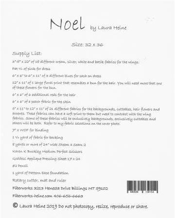 Noel Collage Pattern by Laura Heine. This beautiful angle pattern includes step by step instructions and full size pattern. Size 32in x 36in