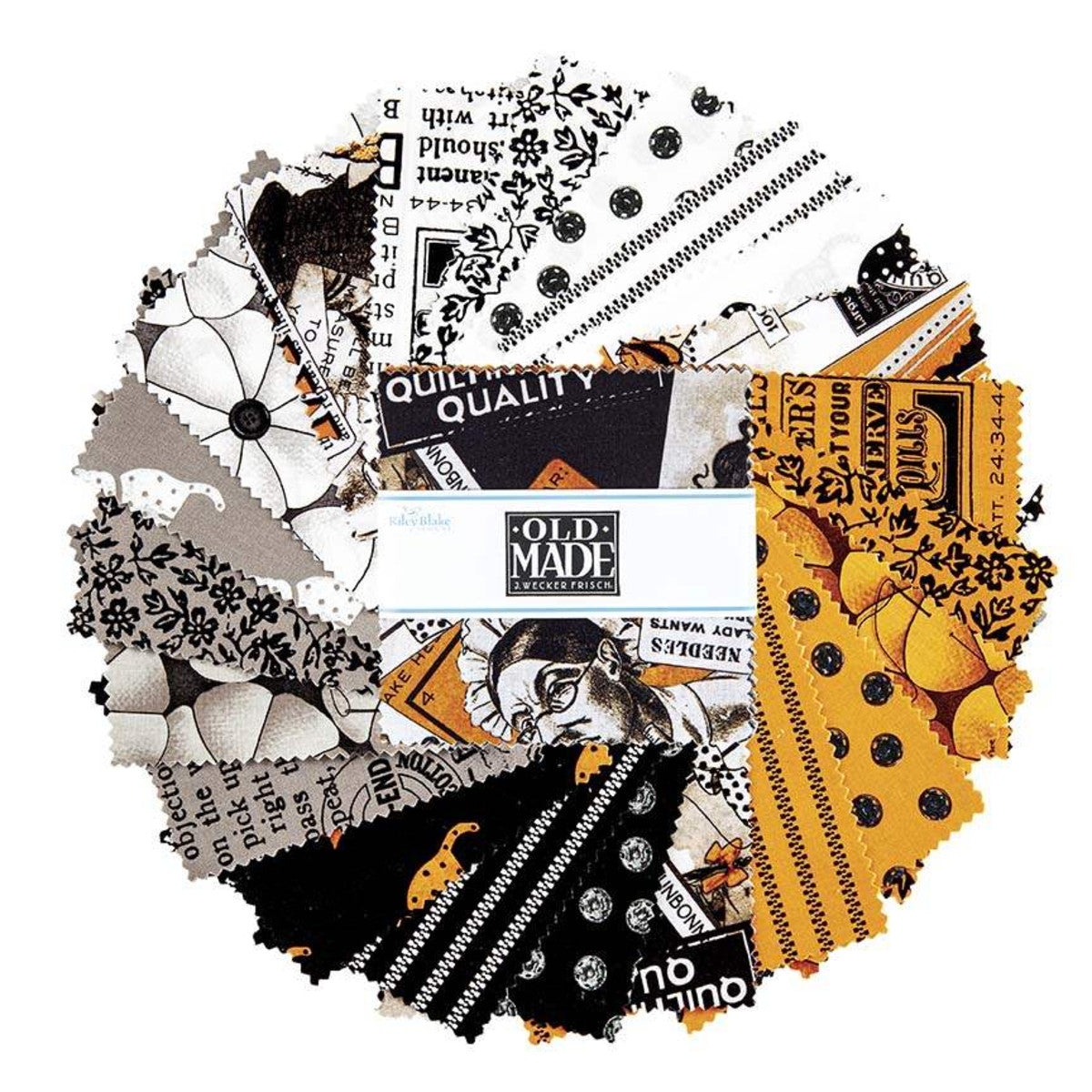 This 5" Stacker precut bundle includes 42 pieces from the Old Made collection by J. Wecker Frisch for Riley Blake Designs. Each print will be included 1-2 times in the bundle. 100% cotton Width: 5" x 5"