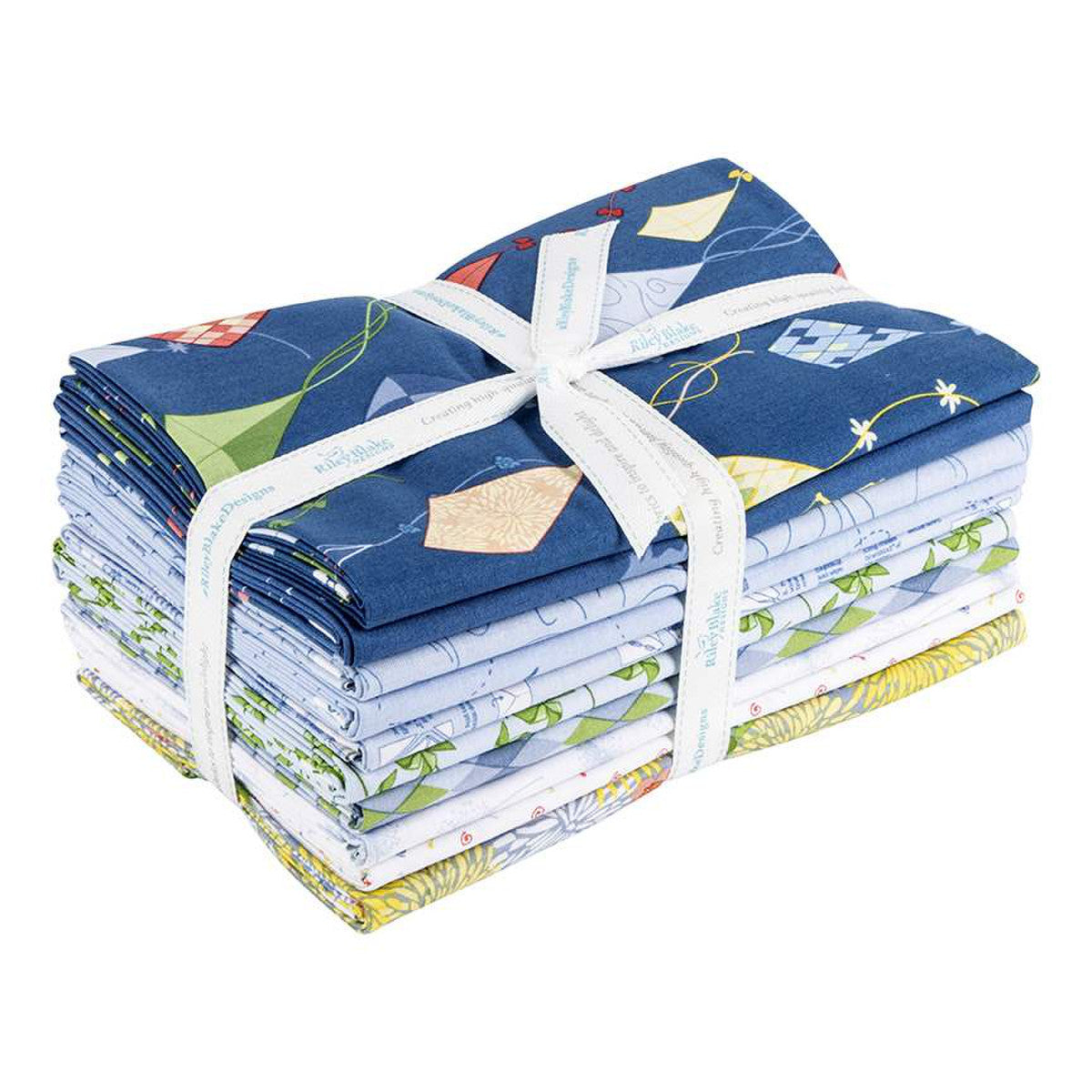 This 1-Yard precut bundle includes a 1-yard piece of each print in the blue colorway (C11850-BLUE, C11851-DENIM, C11852-SKY, C11853-SKY, C11854-SKY, C11855-SKY, C11856-SKY, C11857-WHITE, C11858-SKY, C11859-MULTI) from the On the Wind collection by Jill Finley of Jillily Studio for Riley Blake Designs for a total of 10 yards. 100% cotton Width: 43"/44"