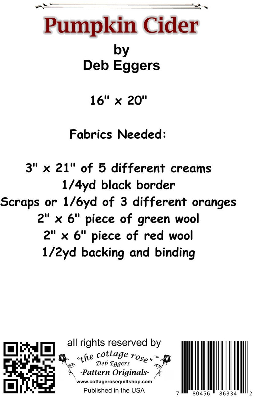 Small item that can be used as a wall hanging or place mat for the fall season. pattern also includes bonus for a silverware holder to adorn your table setting Printed Paper Pattern Final Product: Placemat, Table Runner or Table Topper Finished Size: 16in x 20in Technique: Applique Templates included: Yes - Paper Templates Skill Level: Beginner