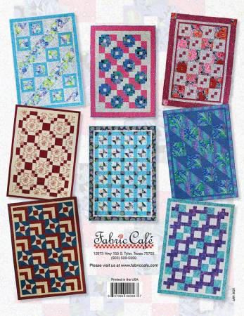 Fabric Cafe 3-Yard Quilts Pattern Book! 8 great original quilt designs that are easy and quick! This new book tells you the secrets to making each pattern into a lap, twin or queen/king size quilt Pages: 20 Author: Donna Robertson Publish Date: 2021 Dimensions: 11in x 8.5in x 0.15in Softcover