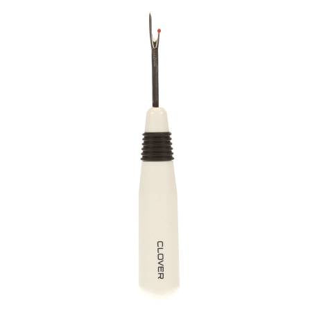 The slim tip slips under the threads and easily cuts threads on fabrics or button holes. Includes a non-slip screw-on handle. Use for ripping out seams, basting threads and cutting thread under buttons. Color: White Made of: Plastic and Metal Use: Seam Ripper Included: One Seam Ripper