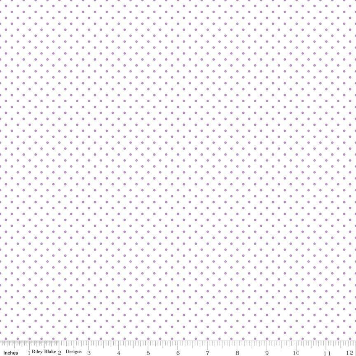 This Riley Blake Designs Basic fabric features small polka dots on a white background every 1/2" along the fabric. 100% cotton Width: 43"/44"
