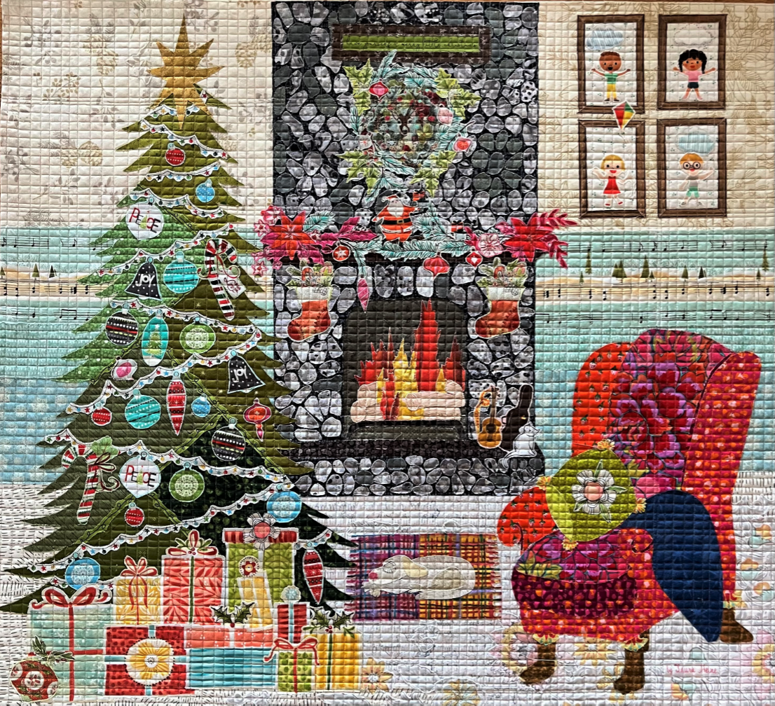 A Merry Little Christmas Collage Quilt Pattern by Laura Heine. This pattern includes step by step collage instructions along with colored photos to complete this quilt. Size: 34" x 31"