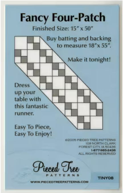 Fancy Four Patch table runner pattern card