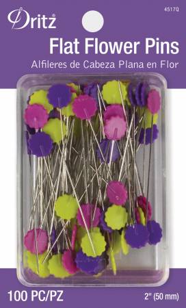 Flat Flower Pins Assorted 2in 100ct