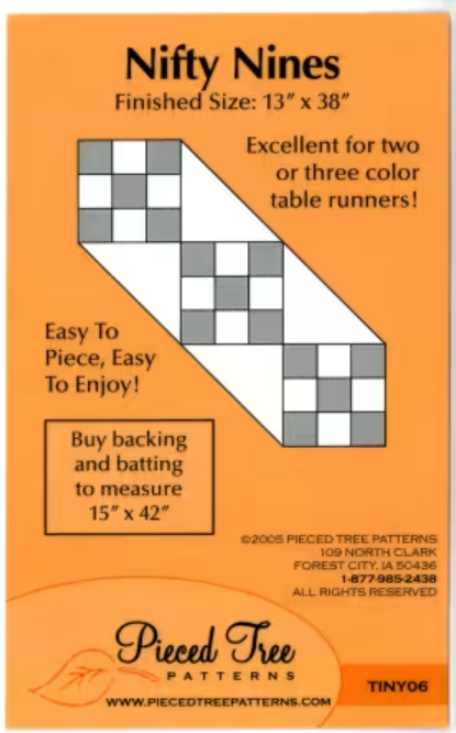 Nifty Nines table runner pattern card