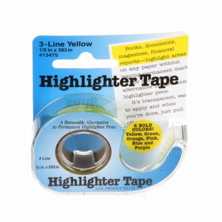 Removable Highlighter Tape 1/2in x 11yds Yellow