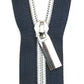 Navy #5 Nylon Nickel Coil Zippers: 3 Yards with 9 Pulls