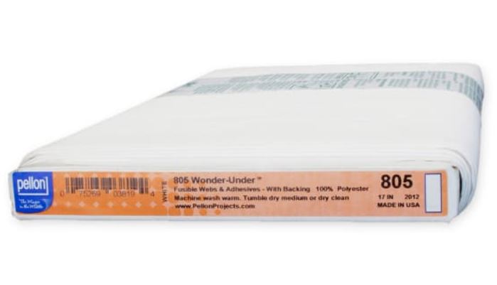 Pellon® 805 Wonder-Under® is the original paper-backed fusible web. It fuses easily in mere seconds and is 100% machine stitchable. The fabric will maintain a soft hand after fusing. Wonder-Under® is great for apparel, home décor, and craft projects. It bonds fabric to fabric or any porous surface like wood and cardBolt.  Sold in 1/2 yard increments.  Contents 100% Polyester Weight Very Lightweight Width 17"