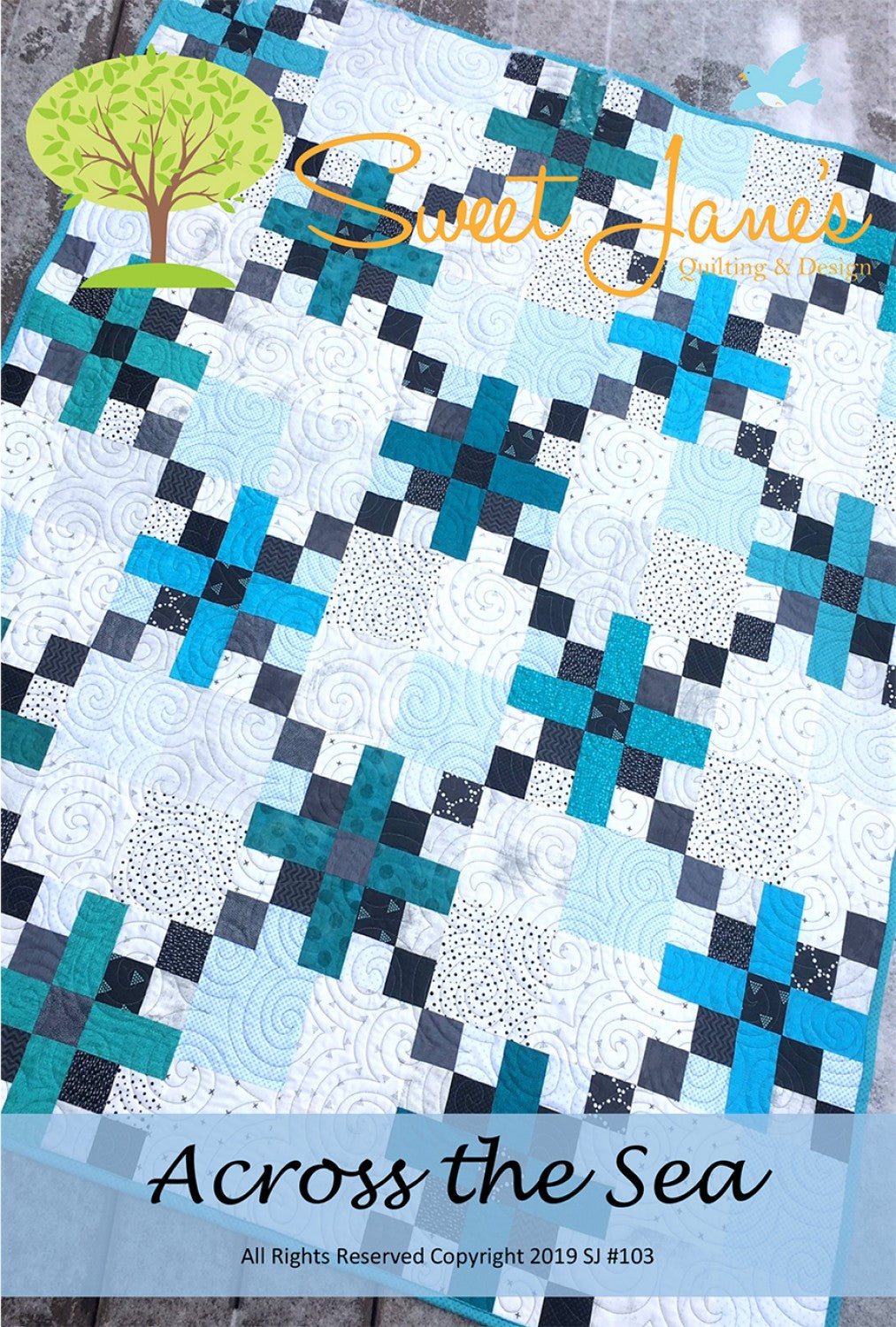 This quilt pattern was designed to show off cute low volume fabrics. Fabric selection is easy for the colored fabric because you just stick to a variety of shades in the same color family.