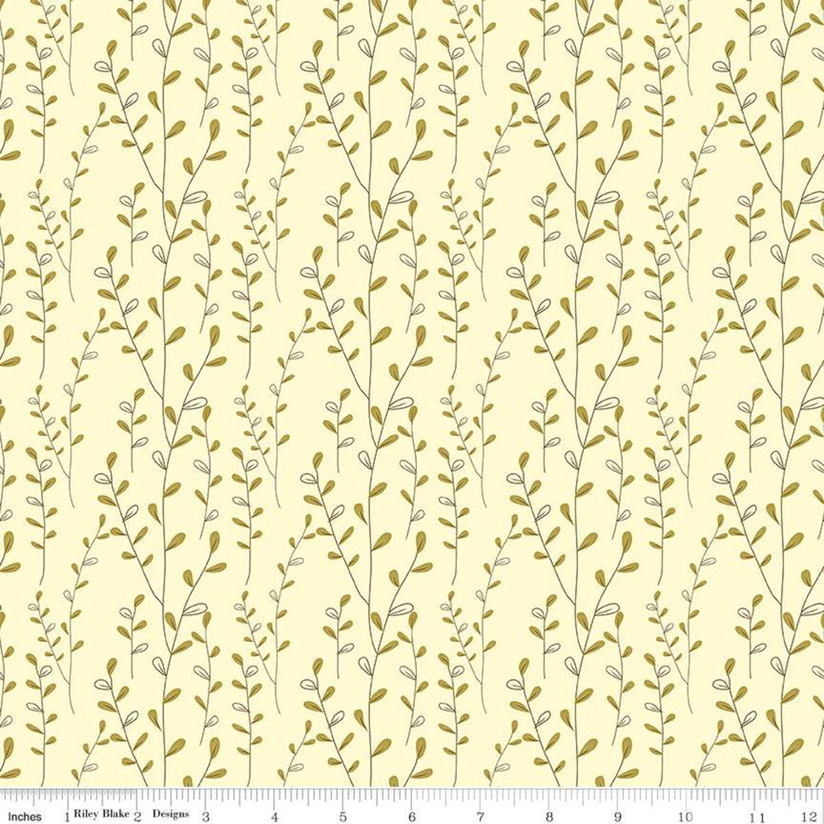 Adel in Autumn by Sandy Gervais for Riley Blake Designs is great for quilting, apparel and home decor. This print features vines of leaves.  Sold by the 1/2 yard.  Fabric will be cut in one continuous piece unless the customer notes otherwise.   100% cotton  Width: 43"/44"