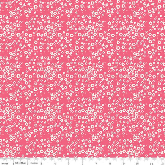 Adel in Summer by Sandy Gervais for Riley Blake Designs is great for quilting, apparel and home decor. This print features scattered daisies and dots.  Sold by the 1/2 yard.  Fabric will be cut in one continuous piece unless the customer notes otherwise.   100% cotton  Width: 43"/44"