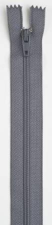 This pre-shrunk, split-resistant coil zipper has a flat covered back so that it is smooth against the skin. The covered back so that the zipper is smooth against the polyester tape so that it is split resistant, and the zipper does not need to be preshrunk!  Color: Gray Length: 22in Tape Content: Polyester