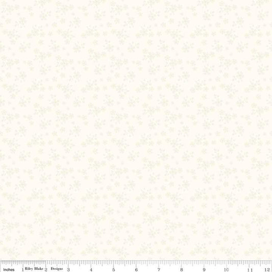 This Riley Blake Designs Basic fabric features small tone-on-tone calico floral print.  Sold by the 1/2 yard.  Fabric will be cut in one continuous piece unless the customer notes otherwise.  100% cotton  Width: 43"/44"