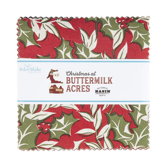 This 5" Stacker precut bundle includes 42 pieces from the Christmas at Buttermilk Acres collection by Stacy West of Buttermilk Basin Design Co. for Riley Blake Designs. Each print will be included 1-2 times in the bundle.  100% cotton  Width: 5" x 5"