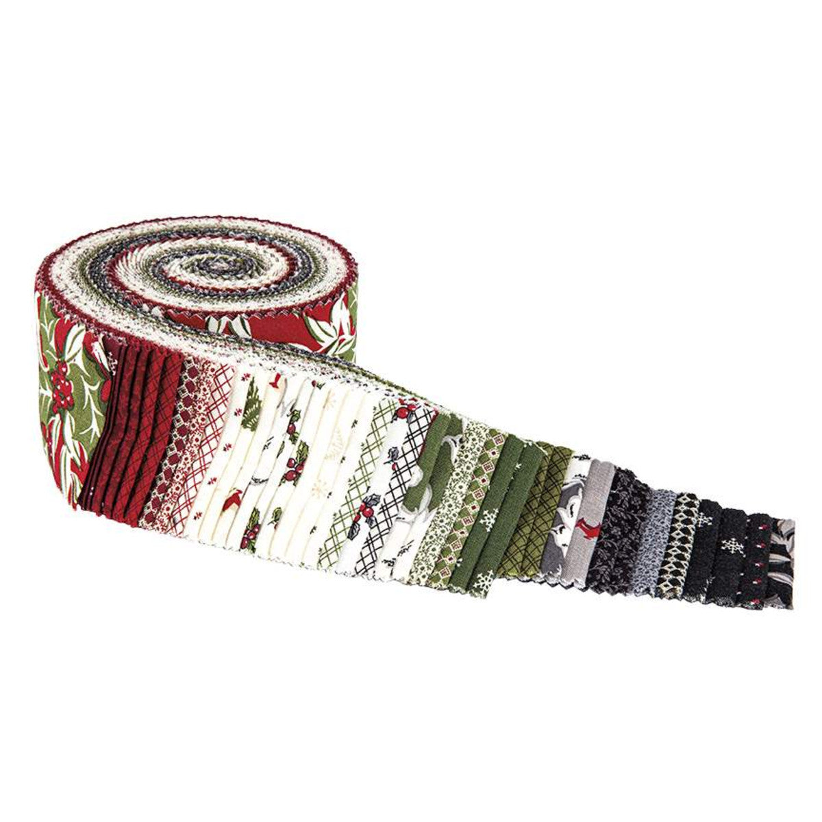This 2 1/2" Rolie Polie precut bundle includes 40 pieces from the Christmas at Buttermilk Acres collection by Stacy West of Buttermilk Basin Design Co. for Riley Blake Designs. Each print will be included 1-2 times in the bundle.  100% cotton  Width: 2 1/2" Strips