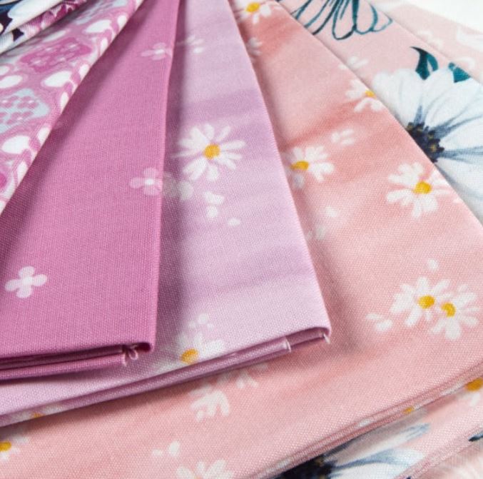 Designed by Wishwell for Robert Kaufman, this printed cotton fabric assortment contains 24 pcs and is from the Daisy Made collection. This lightweight fabric is easy to sew with, has a soft hand, and is very versatile! It is ideal for quilting but can also be used for crafts or miscellaneous sewing projects.  100% cotton  Width:18" x 22"