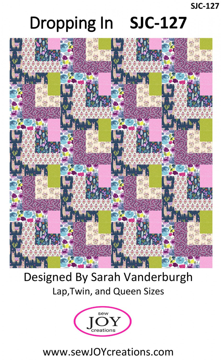 Designed by: Sew Joy Creations  Quick cutting and easy construction make this quilt a fun way to use directional prints.  Paper, PDF or digital: Paper Final Product: Lap/Throw 48in x 60in; Twin 60in x 72in; Queen 96in x 96in Technique: Pieced Skill Level: Advanced Beginner