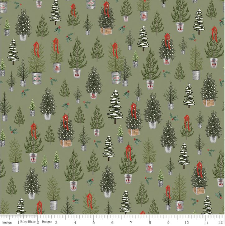 Everything about Farmhouse Christmas by Echo Park Paper will have you caroling as you create. The joyful palette of red, sage, forest, black, and cream is perfect for all of your holiday quilting, sewing and home decor projects. The potted Christmas trees, stockings, snowflakes, holly, and a festive main print will bring you good tidings of great joy!  Sold by the 1/2 yard.  Fabric will be cut in one continuous piece unless the customer notes otherwise.  100% cotton  Width: 43"/44"