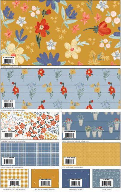 This Fat Quarter precut bundle includes 18 pieces from the Farmhouse Summer collection by Echo Park Paper Co. for Riley Blake Designs.  100% cotton  Width: 18" x 22"  Expected in June 2023.