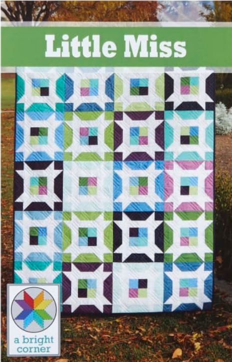 The Little Miss Quilt by Andy Knowlton of A Bright Corner is perfect for using 2 1/2" strips or 10" squares. Pattern includes instructions for Crib (44" x 55"), Throw (55" x 66"), Twin (66" x 88") and Queen (88" x 88").