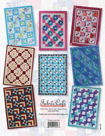 Fabric Cafe 3-Yard Quilts Pattern Book! 8 great original quilt designs that are easy and quick! This new book tells you the secrets to making each pattern into a lap, twin or queen/king size quilt  Pages: 20 Author: Donna Robertson Publish Date: 2021 Dimensions: 11in x 8.5in x 0.15in Softcover