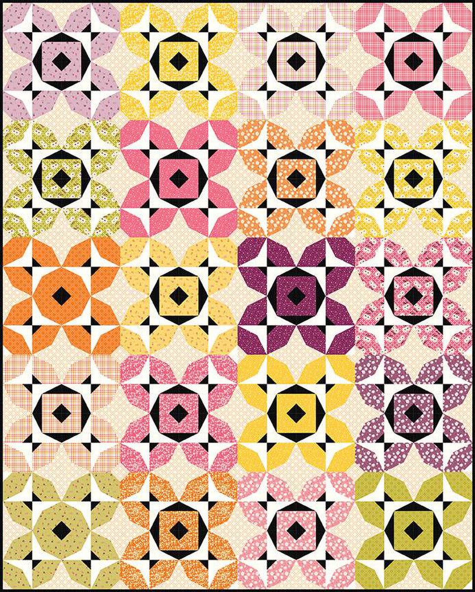The Twist and Turn Quilt by Sandy Gervais of Pieces from My Heart is a one-block quilt with a whole lot of movement and is fat quarter friendly. Finished size is 62" x 77 1/2".